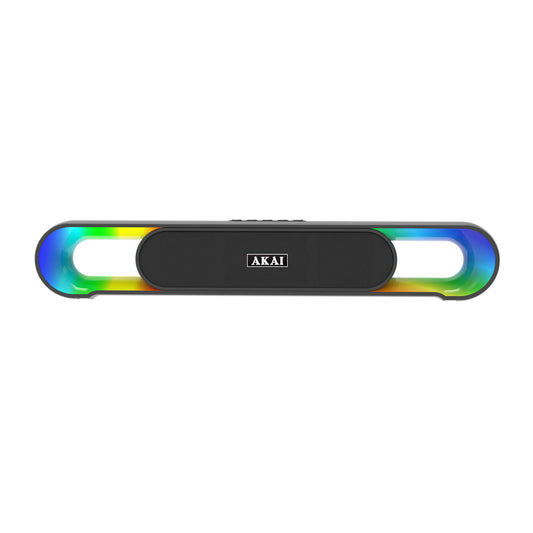 AKAI SB-24 Bluetooth Soundbar 24W RMS | Dual 2.25 Inch Drivers | RGB LED Lights | Bluetooth V5.3 | TWS, USB, Aux, TF Card Support | 2400 mAh Battery | Type-C Charging | Up to 5 Hours Playtime