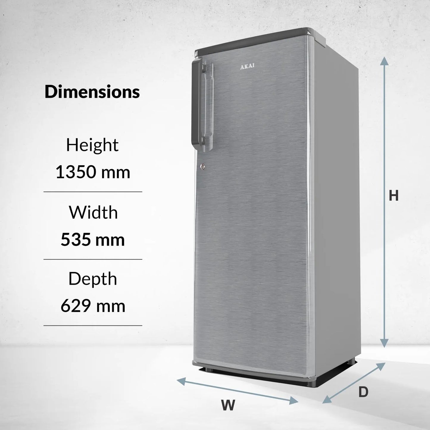 AKAI 230L Single Door Refrigerator – Direct Cool, Wide Voltage, Manual+Push Defrost, Soft Crisper, LED Light, Home Fridge, 2 Star-AKDD2502-PHLG| AKAI India