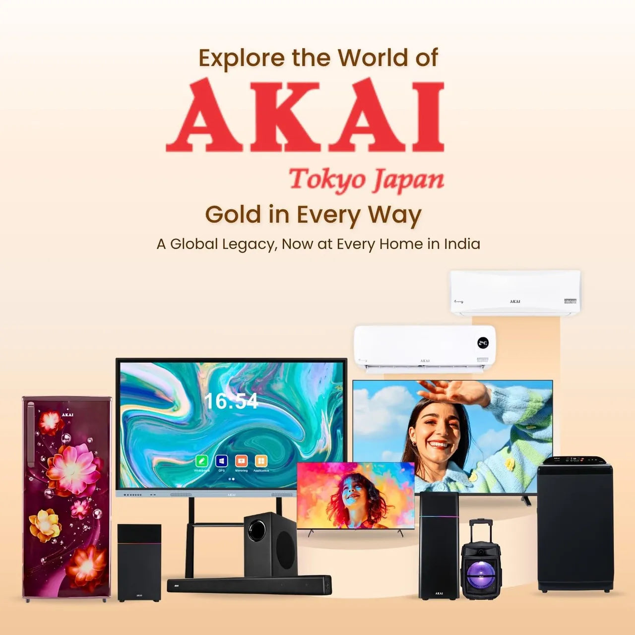 AKAI UltraBoom-100 Bluetooth Party Speaker with Dual Wireless Mic |100W RMS | 8'' Woofer | Karaoke | RGB LED Lights | Digital Display | FM