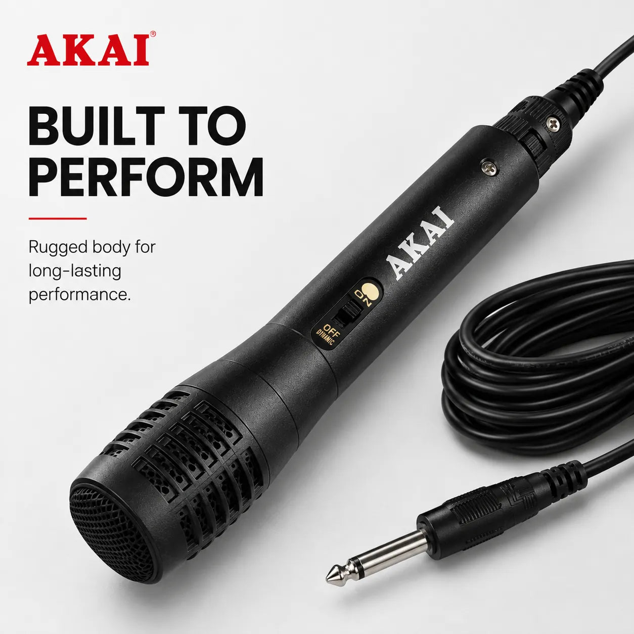 AKAI Professional Dynamic Wired Microphone with 6.35mm Jack | High Sensitivity Vocal Mic for Karaoke, Singing, PA Systems, Amplifiers & Speakers