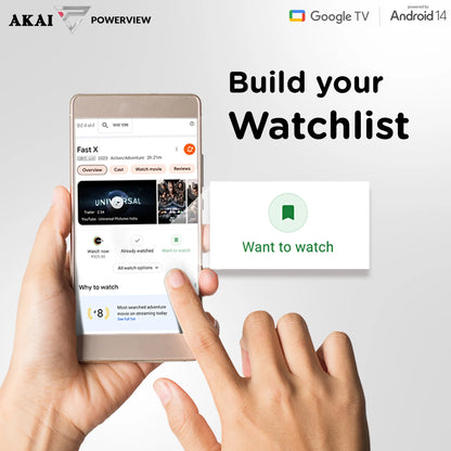 AKAI 190cm (75 Inch) 4K Ultra HD Smart Google QLED TV |Android 14 | Power View
