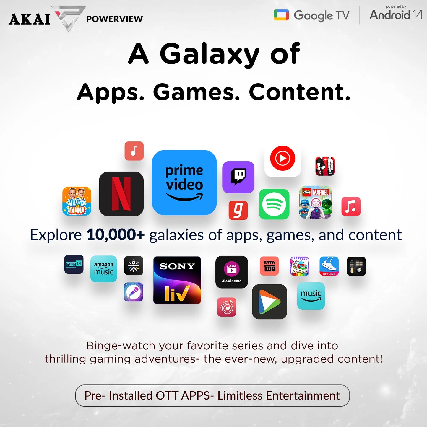 AKAI 127cm (50 Inch) 4K Ultra HD Smart Google QLED TV |Android 14 | Power View