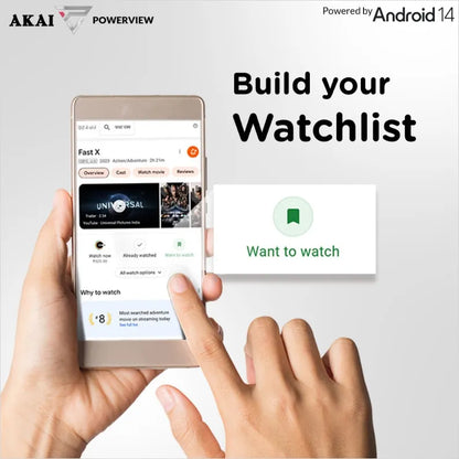 AKAI 109cm (43 Inch) 4K Ultra HD Smart Google QLED TV |Android 14 | Power View