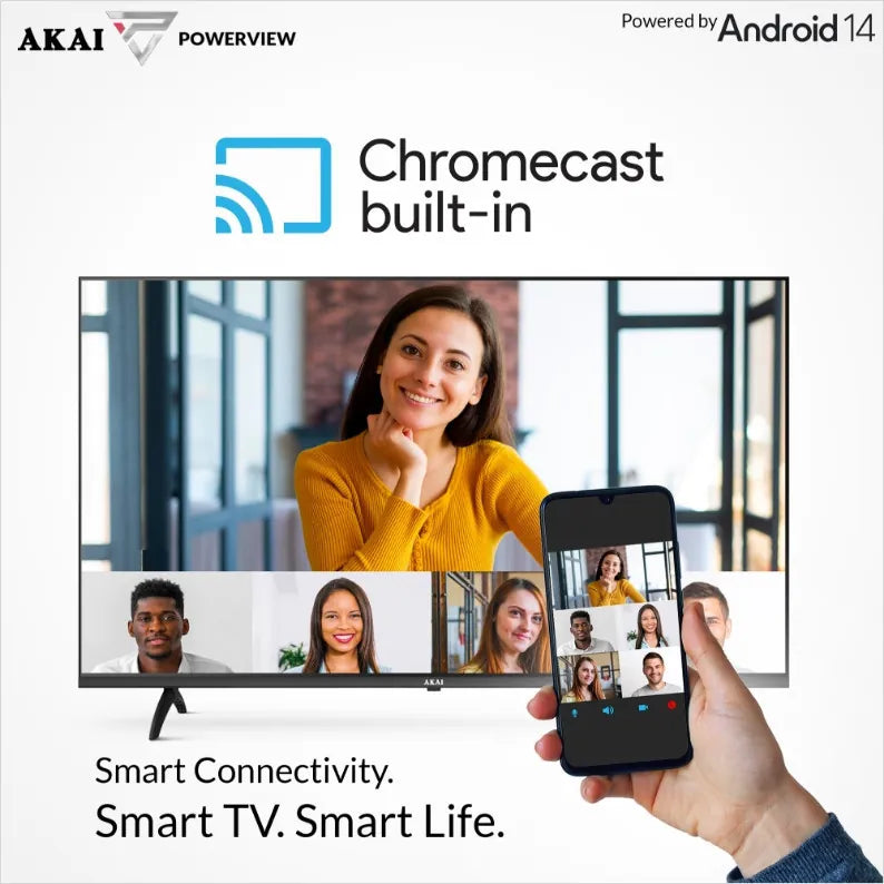 AKAI 109cm (43 Inch) Full HD Smart Google TV |Android 14 | Power View