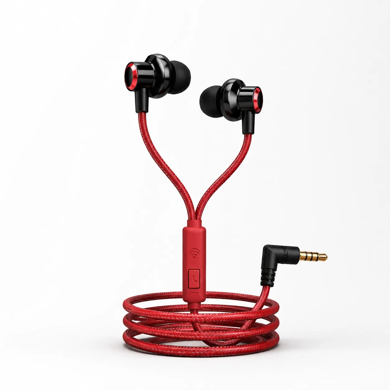 AKAI SOUL S040 Wired Earphones with HD Mic, Deep Bass Audio, Braided Tangle-Free Cable & 3.5mm Universal Connector