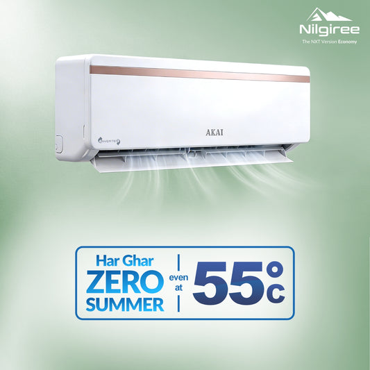 Akai Nilgiree 1 Ton 3-Star Inverter AC, Flexi Mode 8-in-1 (Frost Self-Clean, Cools at 55°C degrees, 100% Copper, AKSI-123PQE, 2026 Model)