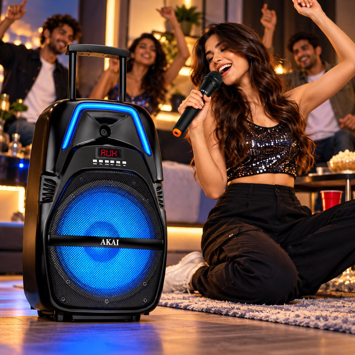 AKAI PartyMate Pro 60W RMS Portable Bluetooth Trolley Speaker