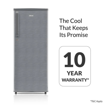 AKAI 230L Single Door Refrigerator – Direct Cool, Wide Voltage, Manual+Push Defrost, Soft Crisper, LED Light, Home Fridge, 2 Star-AKDD2502-PHLG| AKAI India