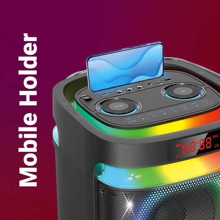 AKAI PM-2400Max Wireless Party Speaker |240W RMS | 10'' x 2 Woofer | Karaoke |Guitar Input | RGB LED Lights | Digital Display | TWS Function