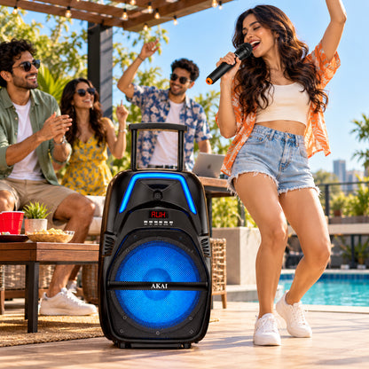 AKAI PartyMate Pro 60W RMS Portable Bluetooth Trolley Speaker