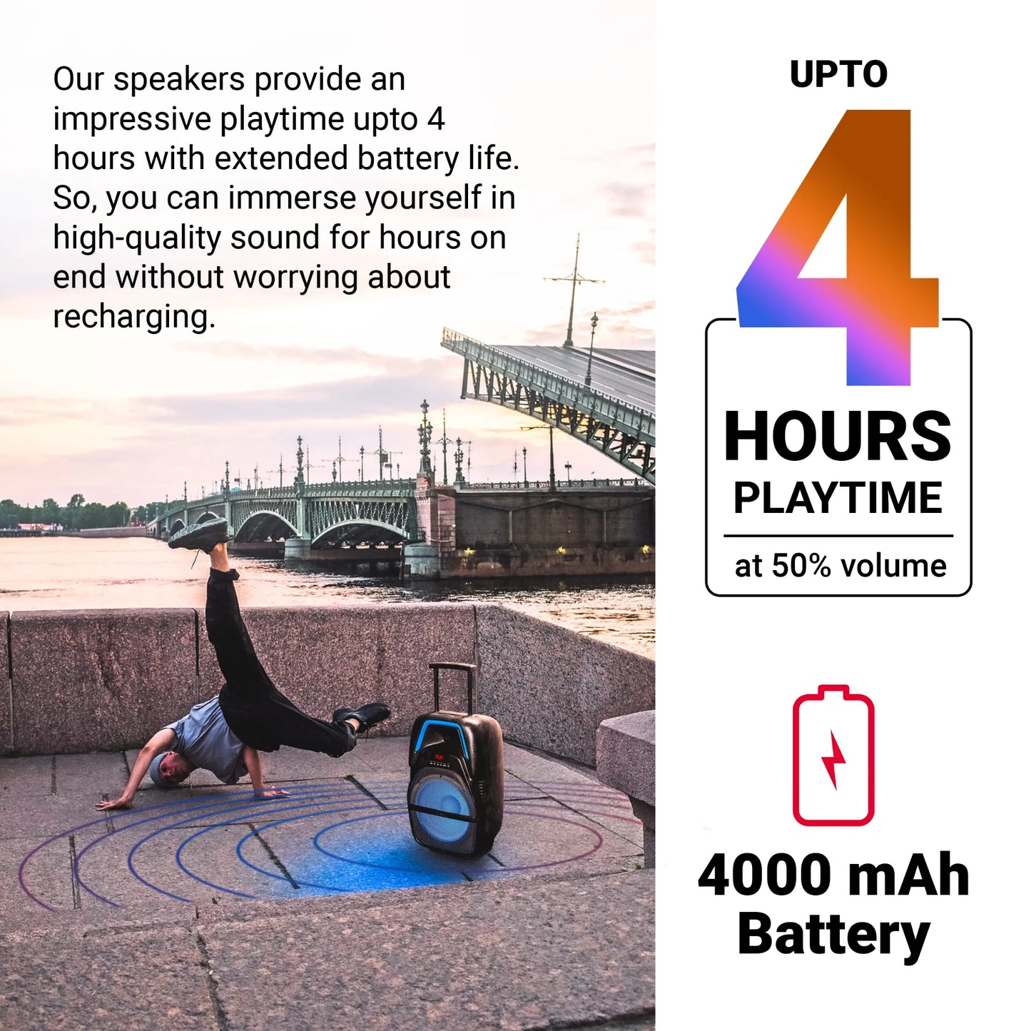 AKAI PartyMate Pro 60W RMS Portable Bluetooth Trolley Speaker with Remote - 1 Year Warranty, Inbuilt 4000 mAh Battery, Karaoke, Outdoor Speaker, Wireless Mic, USB, AUX, USB, 8" Driver (PM-60T) (AKPMTCT60C)