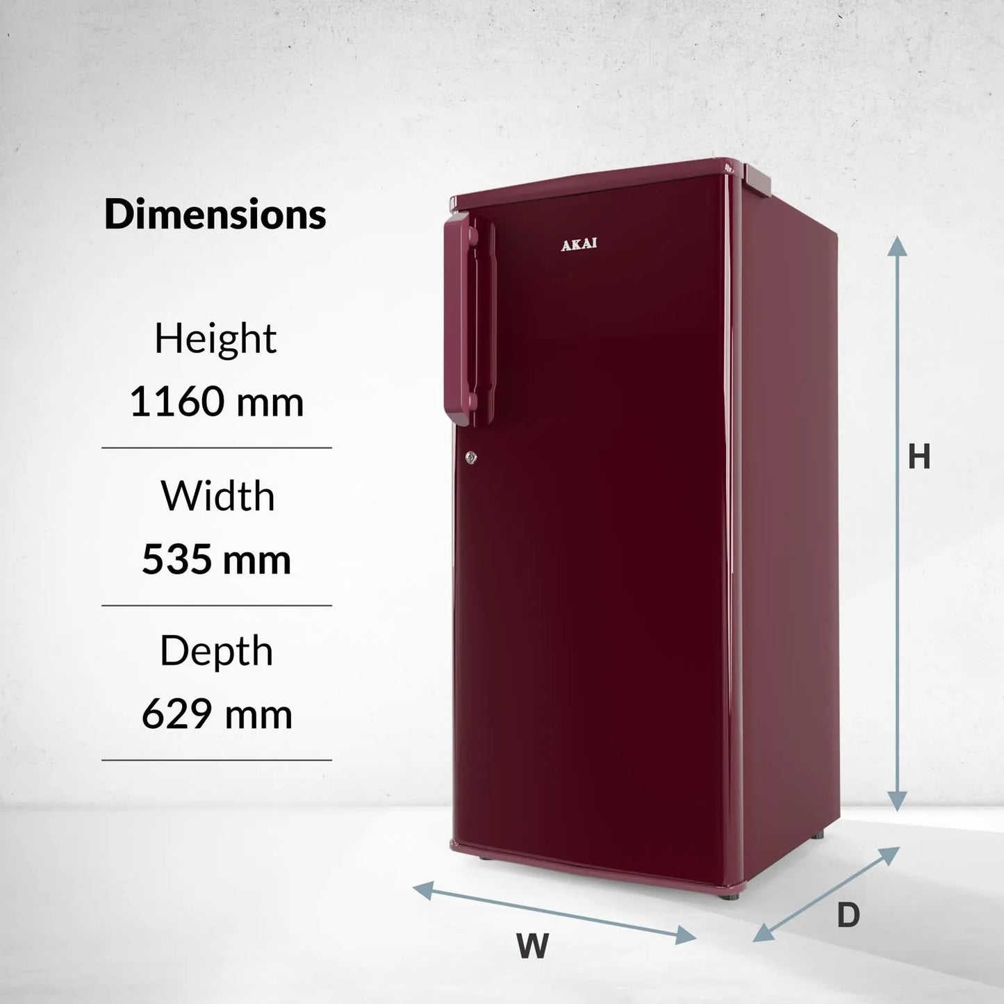 AKAI 190 (L) Direct Cool Single Door Refrigerator – Manual Defrost, Compact Home Fridge with LED Light, Crisper, R600a Gas, 1 Star-AKDD2102-PSPW| AKAI India