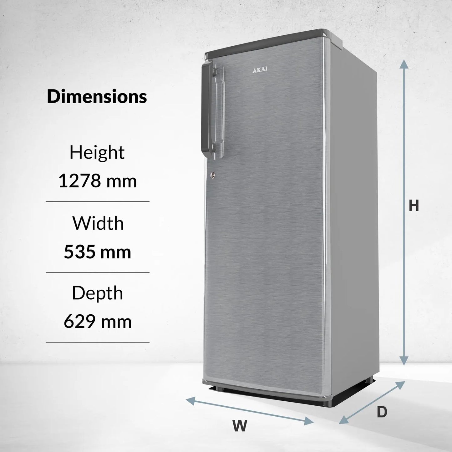 AKAI 215L Single Door Refrigerator – Direct Cool, Wide Voltage, Manual+Push Defrost, Soft Crisper, LED Light, Home Fridge, 3 Star AKDD2353-PHLG