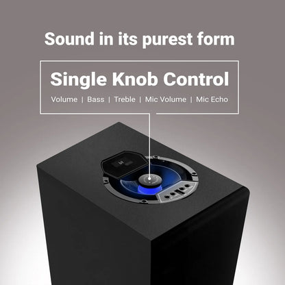 AKAI TS-120 Bluetooth Twin Tower Speaker with Wireless Mic |120W RMS | 8'' x 2 Woofer | Karaoke |RGB LED Lights | FM