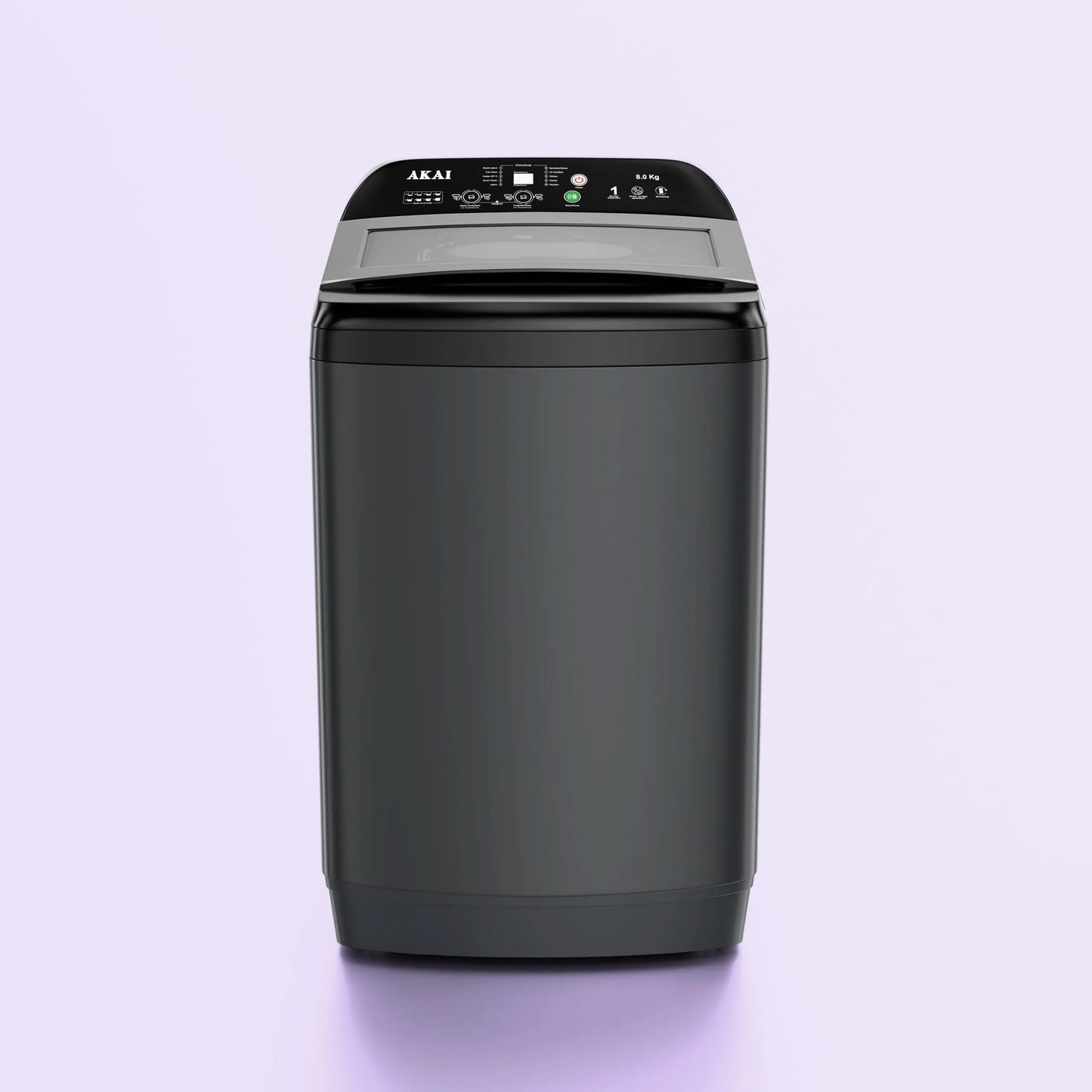 Akai 8Kg, 5 Star, Fully Automatic Top Load Washing Machine, Glass Lid, Mid Black, AFT-80DBHG