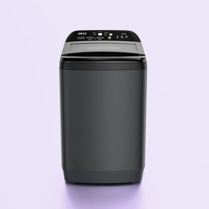 Akai 8Kg, 5 Star, Fully Automatic Top Load Washing Machine, Glass Lid, Mid Black, AFT-80DBHG