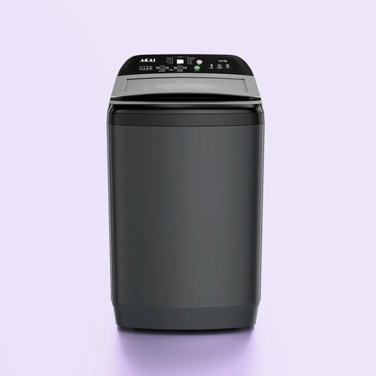 Akai 8Kg, 5 Star, Fully Automatic Top Load Washing Machine, Glass Lid, Mid Black, AFT-80DBHG
