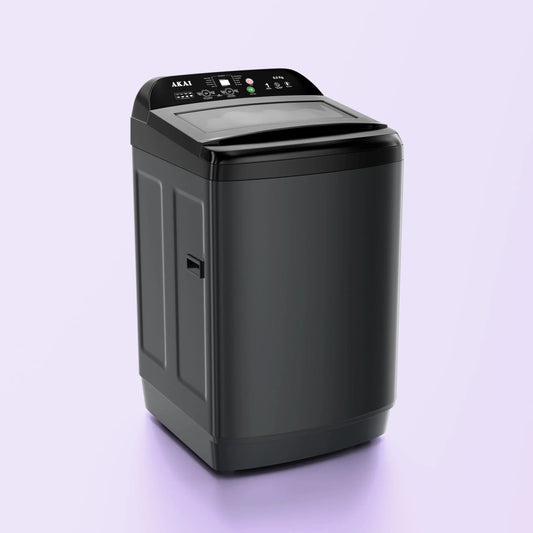 Akai 8Kg, 5 Star, Fully Automatic Top Load Washing Machine, Glass Lid, Mid Black, AFT-80DBHG
