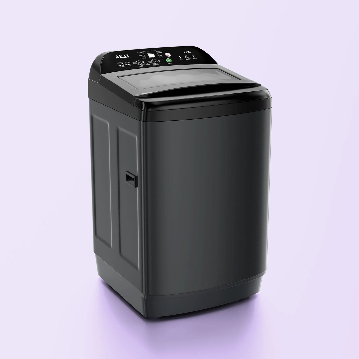 Akai 8Kg, 5 Star, Fully Automatic Top Load Washing Machine, Glass Lid, Mid Black, AFT-80DBHG