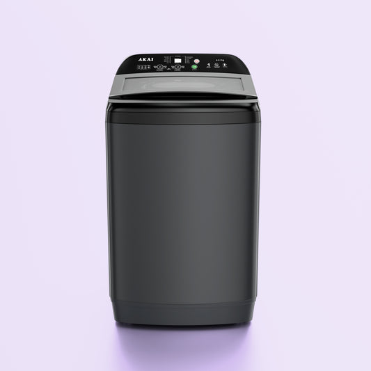 Akai 9Kg, 5 Star, Fully Automatic Top Load Washing Machine, Glass Lid, Mid Black, AFT-80DBHG