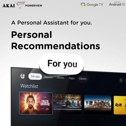AKAI 127cm (50 Inch) 4K Ultra HD Smart Google QLED TV |Android 14 | Power View