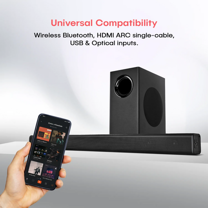 AKAI SB-140 2.1 Channel Soundbar Speaker with Wired Subwoofer |140W RMS |6.5'' Subwoofer | High Bass Performance |LED Display | Class D Amplifier
