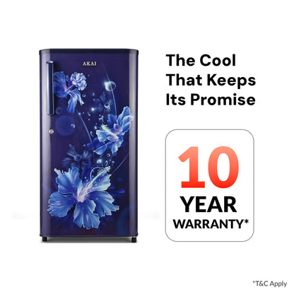Akai 170L, 1 Star, Single Door Direct Cool Refrigerator (One Point Flower Blue) (AKDD1701-PPFB)