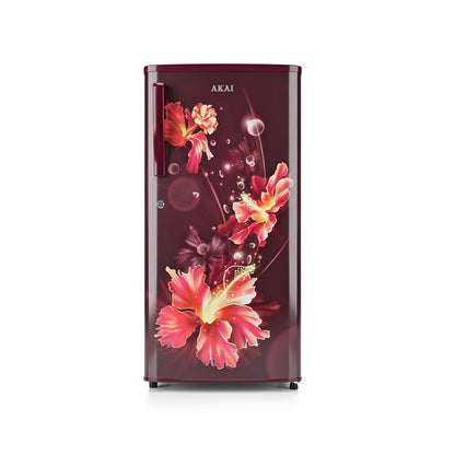 Akai 170L, 1 Star, Single Door Direct Cool Refrigerator (One Point Flower Wine) (AKDD1701-PPFW)