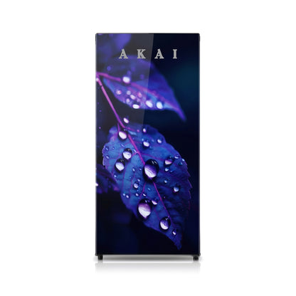 Akai 190L, 1 Star, Single Door Direct Cool Refrigerator (Glass Model Voilet Leaf) (AKDD2102-GVLB)