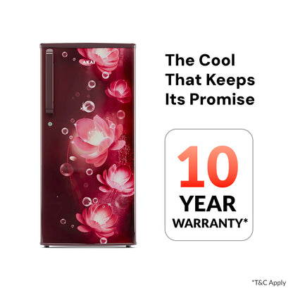 Akai 190L, 1 Star, Single Door Direct Cool Refrigerator (Continious Flower Wine) (AKDD2102-PCFW)
