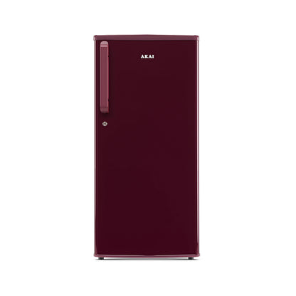 Akai 190L, 1 Star, Single Door Direct Cool Refrigerator (Solid Plain Wine) (AKDD2102-PSPW)