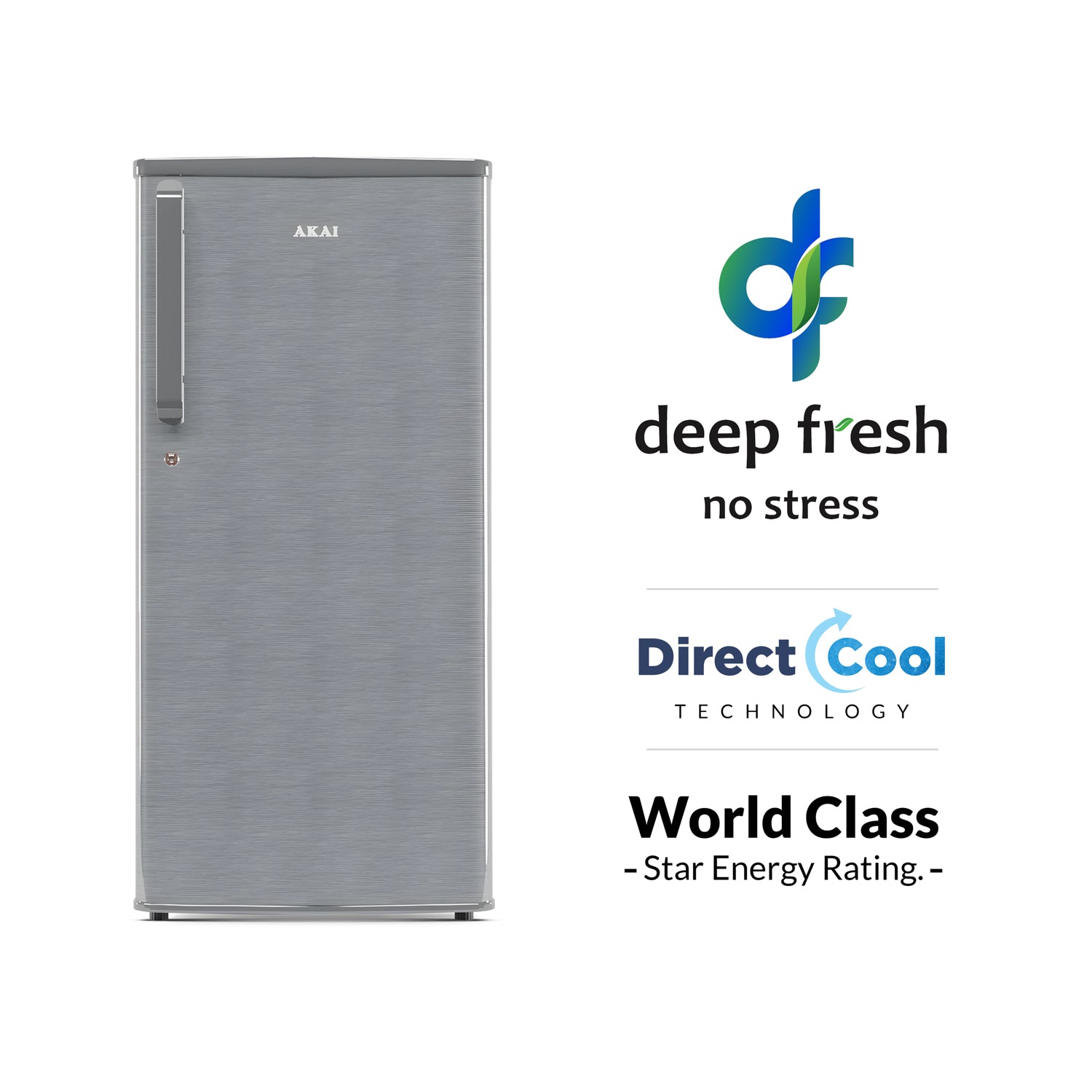 Akai 215L, 1 Star, Single Door Direct Cool Refrigerator (Hairline
