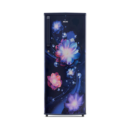 Akai 230L, 1 Star, Single Door Direct Cool Refrigerator (Continious Flower Blue) (AKDD2502-PCFB)