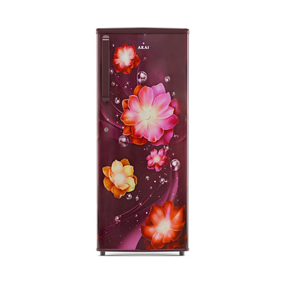 Akai 230L, 1 Star, Single Door Direct Cool Refrigerator (Continious Flower Wine) (AKDD2502-PCFW)