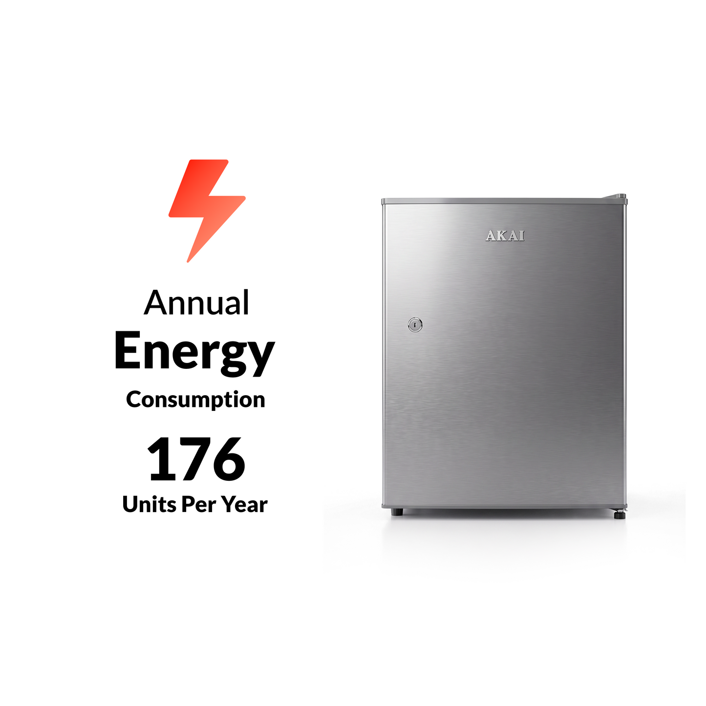 Akai 50L, 1 Star, Single Door Direct Cool Refrigerator (Hairline Grey Sliver) (AKDD502-PHLG)