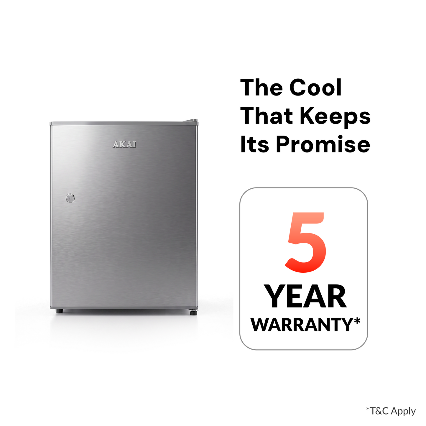 Akai 50L, 1 Star, Single Door Direct Cool Refrigerator (Hairline Grey Sliver) (AKDD502-PHLG)