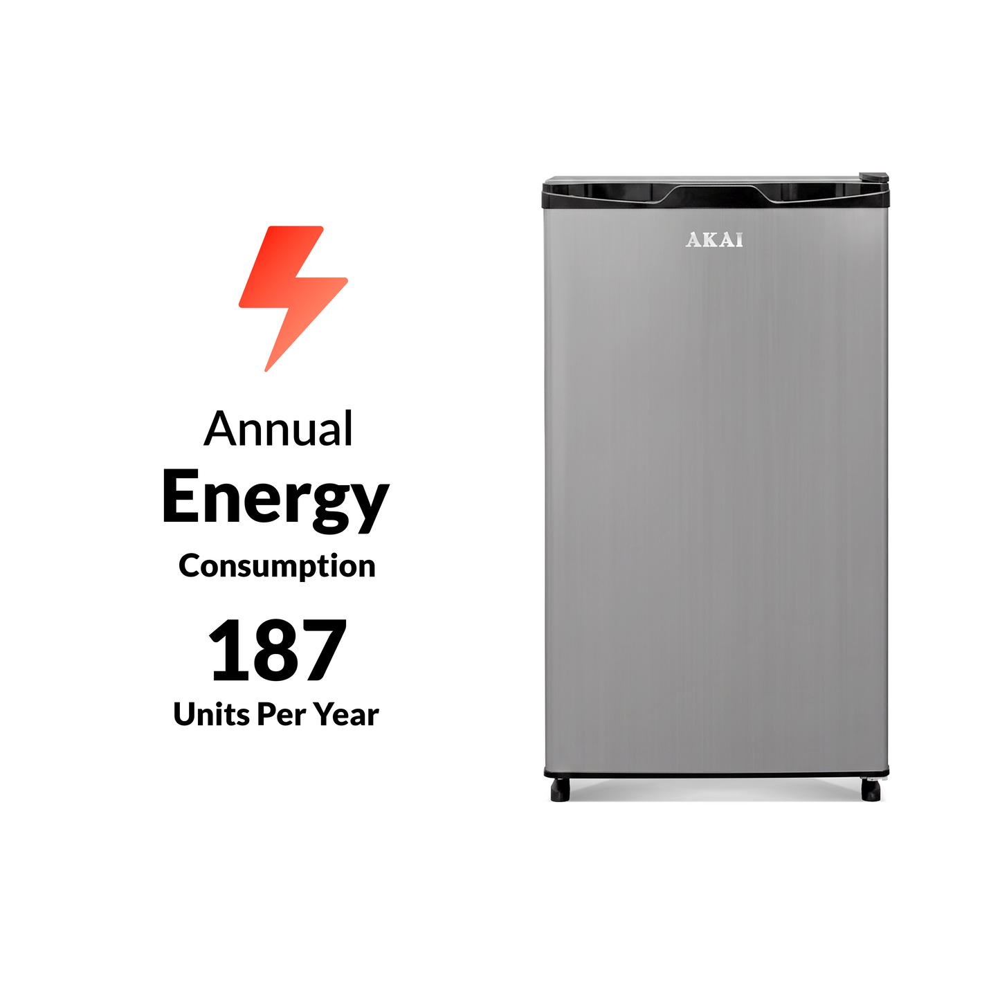 Akai 92L, 1 Star, Single Door Direct Cool Refrigerator (Hairline Grey Sliver) (AKDE1001-NHLS)