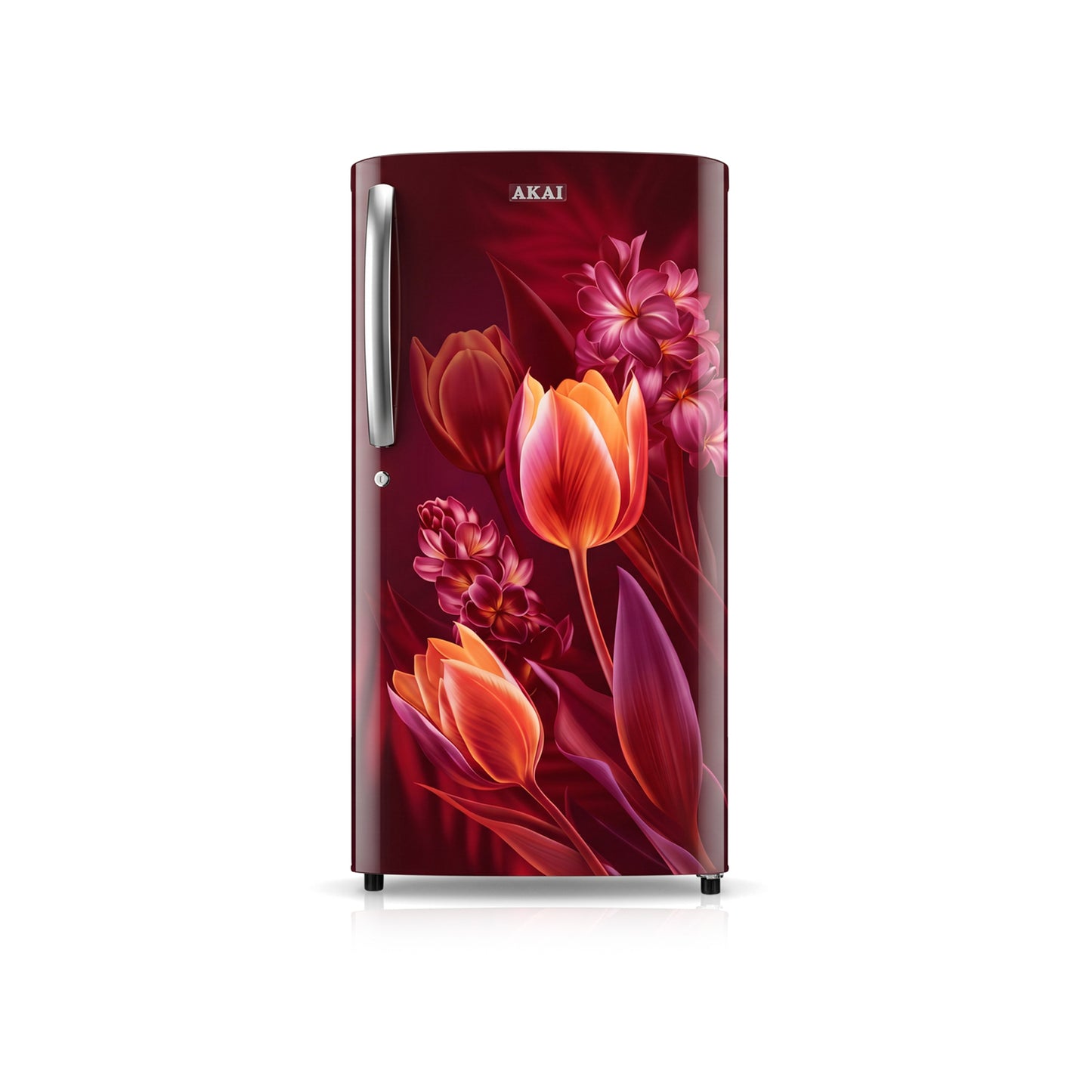 Akai 180L, 1 Star, Single Door Direct Cool Refrigerator (Point Flower Wine) (AKDE1801-CPFW)