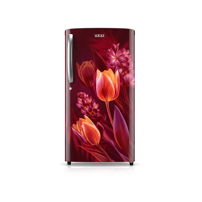 Akai 180L, 1 Star, Single Door Direct Cool Refrigerator (Point Flower Wine) (AKDE1801-CPFW)
