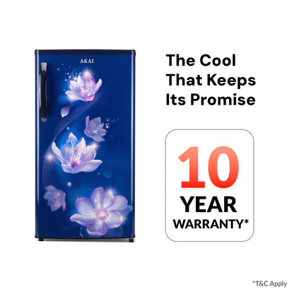 Akai 180L, 1 Star, Single Door Direct Cool Refrigerator (Point Flower Blue) (AKDE1801-NPFB)