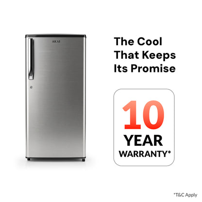 Akai 186L, 1 Star, Single Door Direct Cool Refrigerator (Stainless Steel) (AKDE1901-NSS)