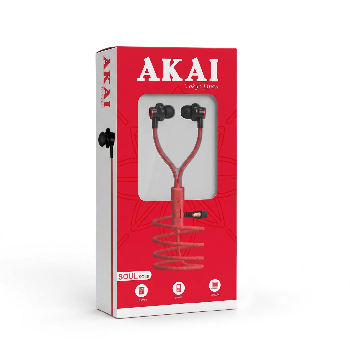 AKAI SOUL S040 Wired Earphones with HD Mic, Deep Bass Audio, Braided Tangle-Free Cable & 3.5mm Universal Connector