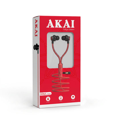 AKAI SOUL S040 Wired Earphones with HD Mic, Deep Bass Audio, Braided Tangle-Free Cable & 3.5mm Universal Connector