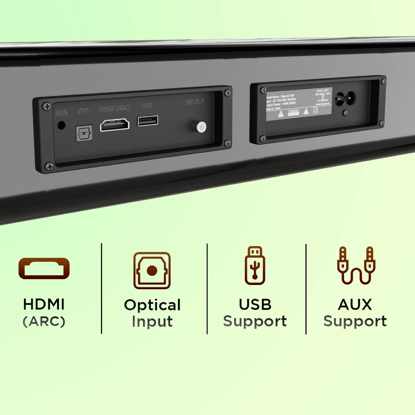 AKAI SB-120 Pro 2.1 Channel Soundbar Speaker with Wired Subwoofer |120W RMS |5.25'' Subwoofer | High Bass Performance |LED Display | Class D Amplifier