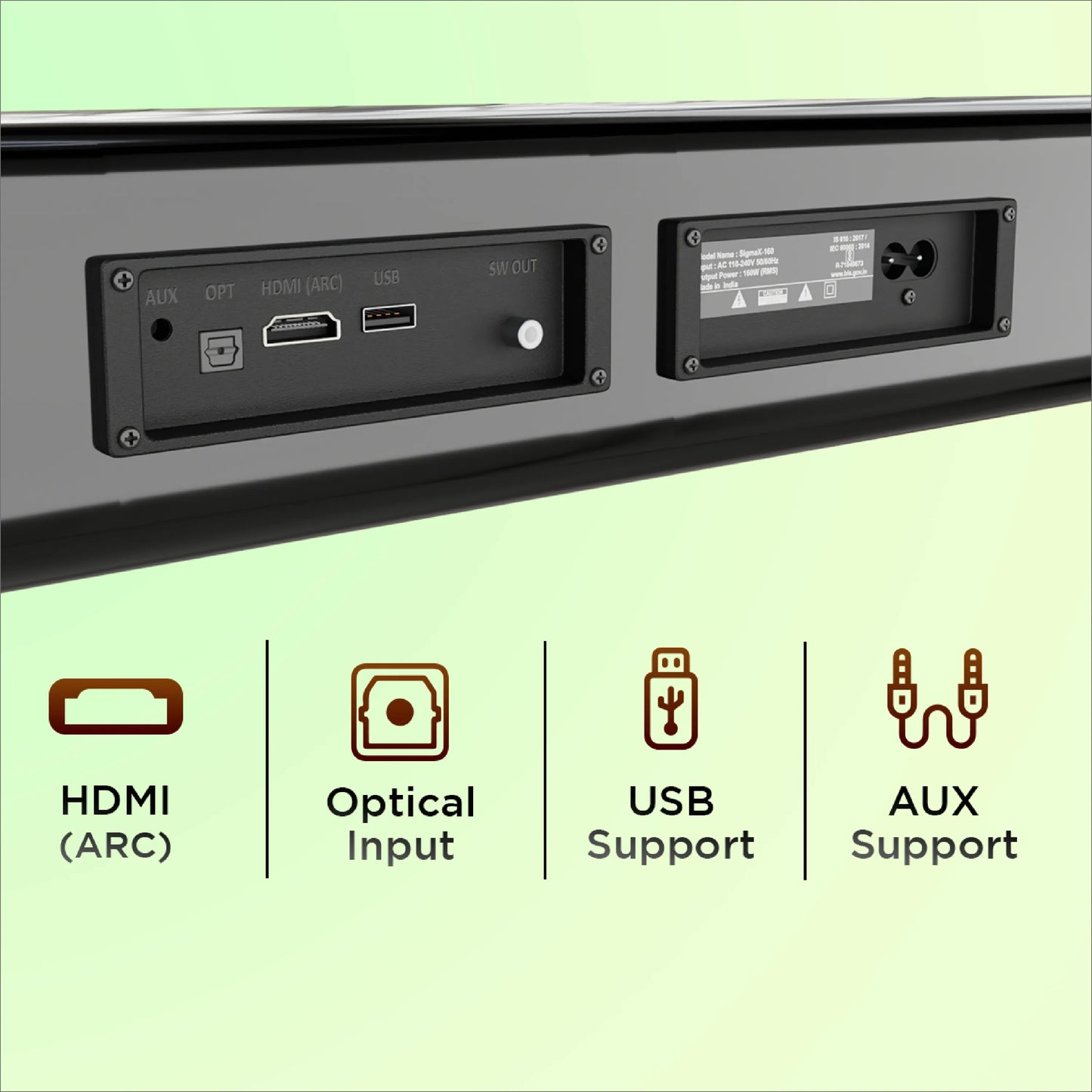 AKAI SB-100 2.1 Channel Soundbar Speaker with Wired Subwoofer |100W RMS |5.25'' Subwoofer | High Bass Performance |LED Display | Class D Amplifier