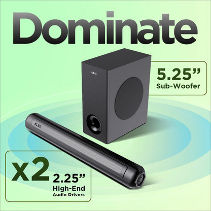 AKAI SB-100 2.1 Channel Soundbar Speaker with Wired Subwoofer |100W RMS |5.25'' Subwoofer | High Bass Performance |LED Display | Class D Amplifier