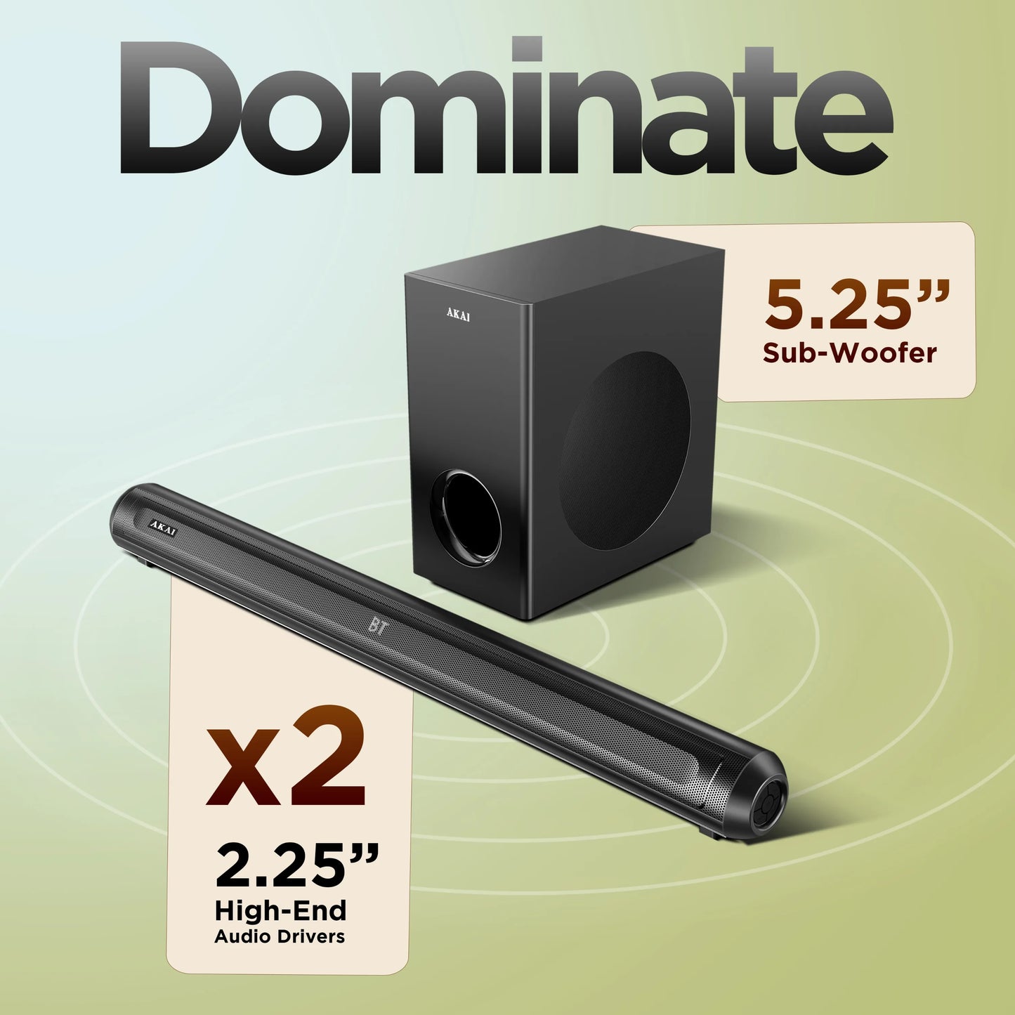 AKAI SB-120 Pro 2.1 Channel Soundbar Speaker with Wired Subwoofer |120W RMS |5.25'' Subwoofer | High Bass Performance |LED Display | Class D Amplifier