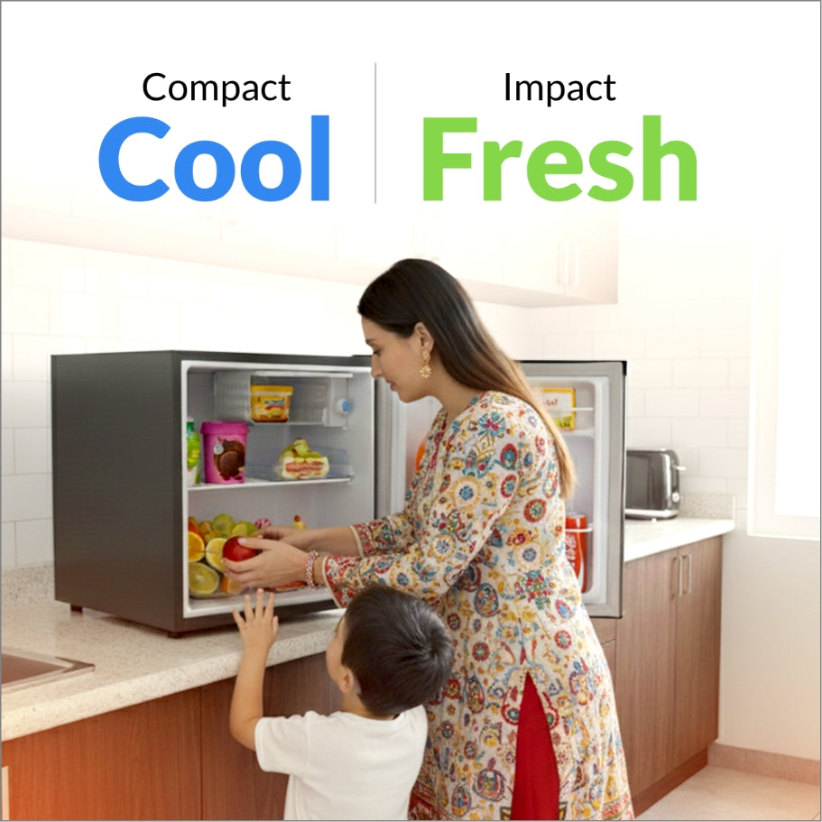 Akai 48L, 1 Star, Single Door Direct Cool Refrigerator (Hairline Grey Sliver) (AKDE501-NHLS)
