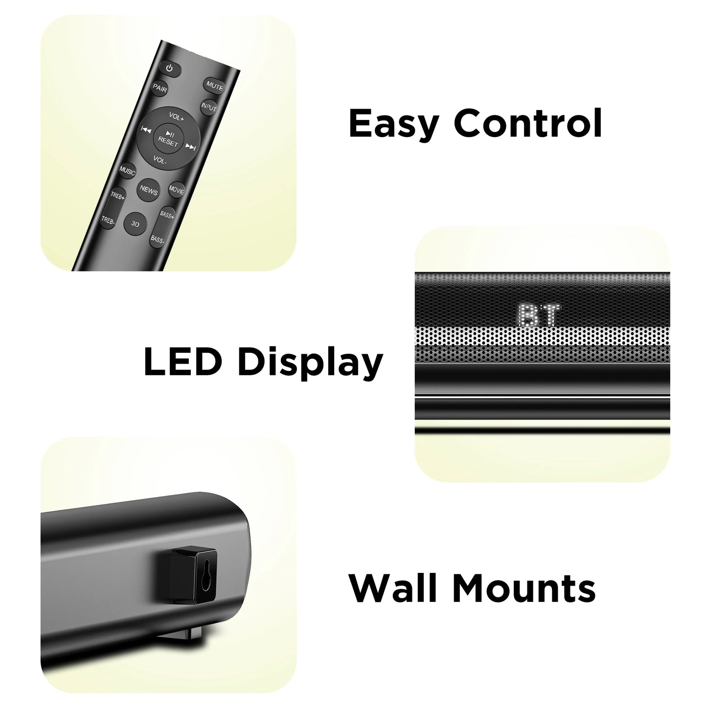 AKAI SB-120 Pro 2.1 Channel Soundbar Speaker with Wired Subwoofer |120W RMS |5.25'' Subwoofer | High Bass Performance |LED Display | Class D Amplifier