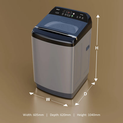Akai 10Kg, 5 Star, Fully Automatic Top Load Washing Machine with In-Built Heater, Glass Lid, Inox Grey, AFT-100DGG-H